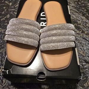 Torrid Silver and Tan Slide Sandals